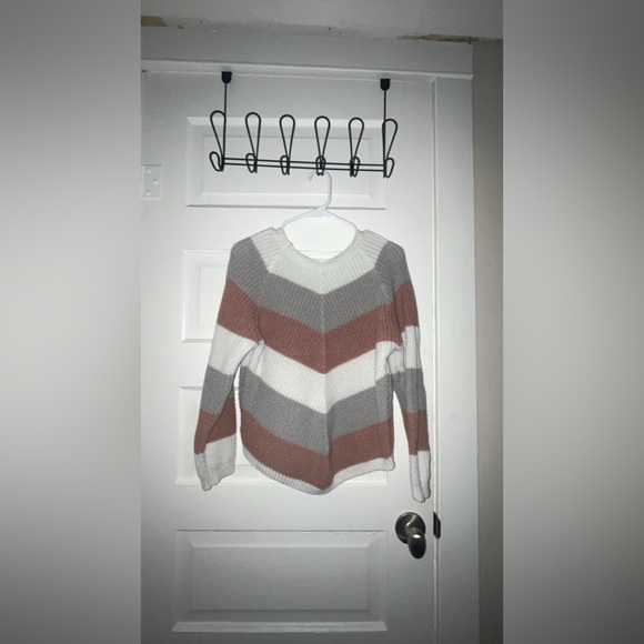 White, Grey, & Pink Sweater - Picture 2 of 3